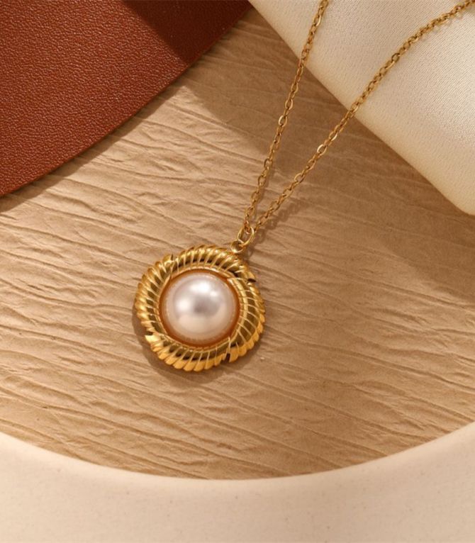 Collar steel round pearl