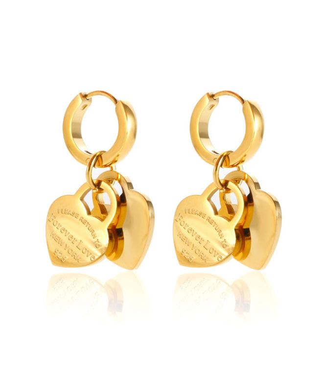 Aretes gold heart hoop