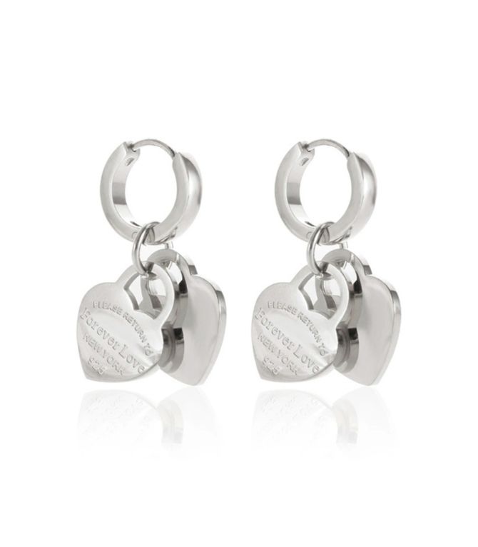 Aretes silver heart hoop