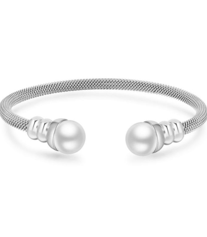 Brazalete plata con perlas