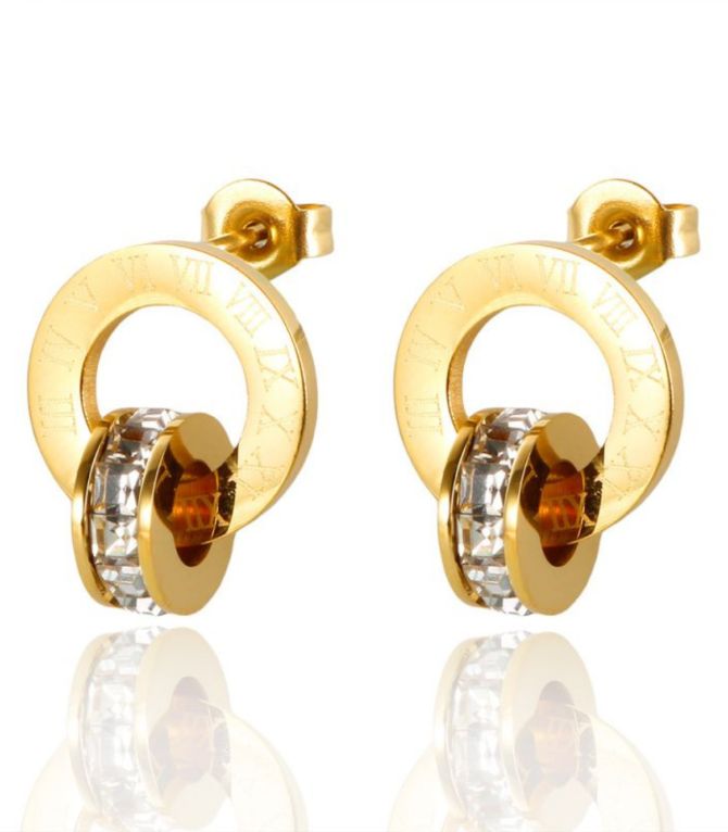 Aretes gold romano diamonds