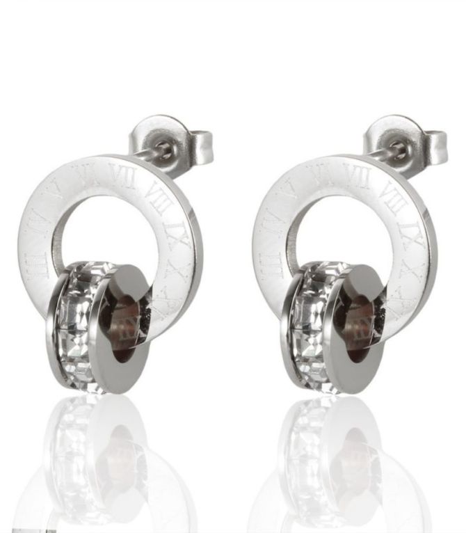 Aretes silver romano diamonds