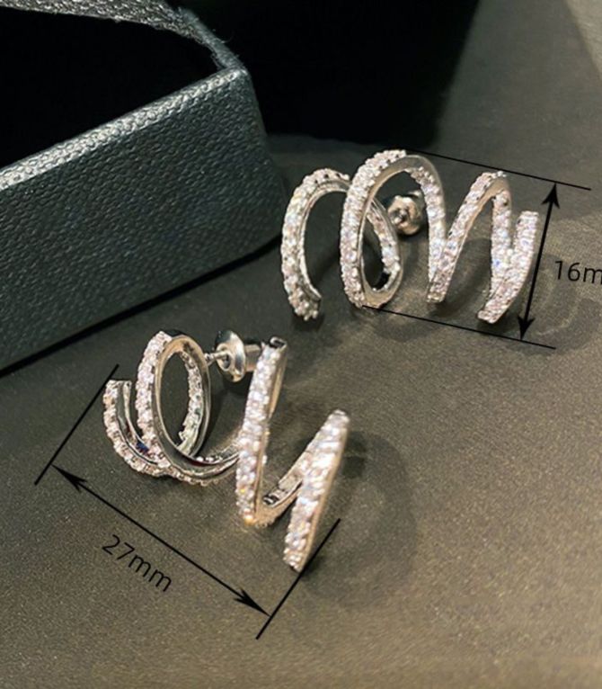 Aretes plata diamond line