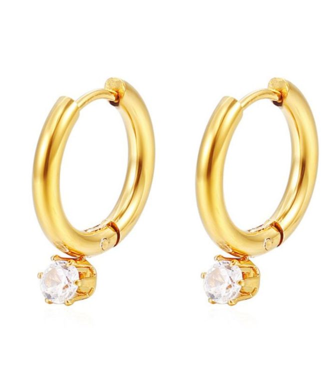 Aretes gold diamond round