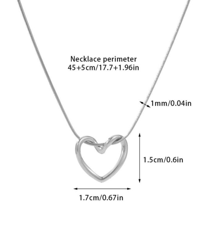 Collar silver hollow heart