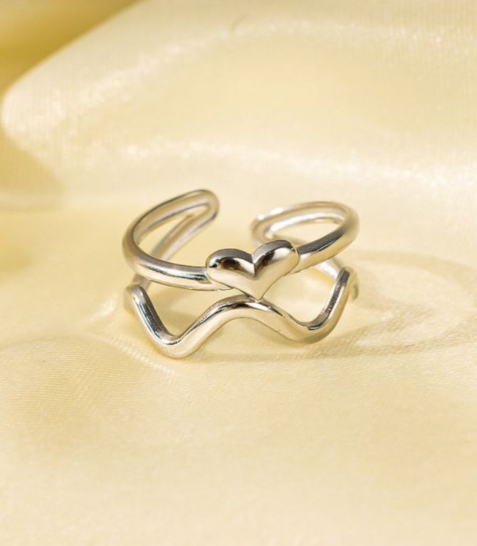 Anillo plata wave heart