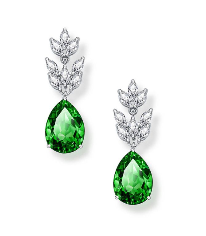 Aretes silver green diamond