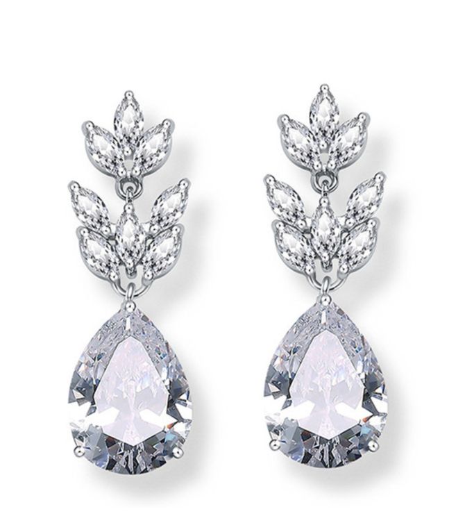 Aretes silver white diamond