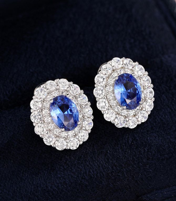 Aretes blue diamond oval