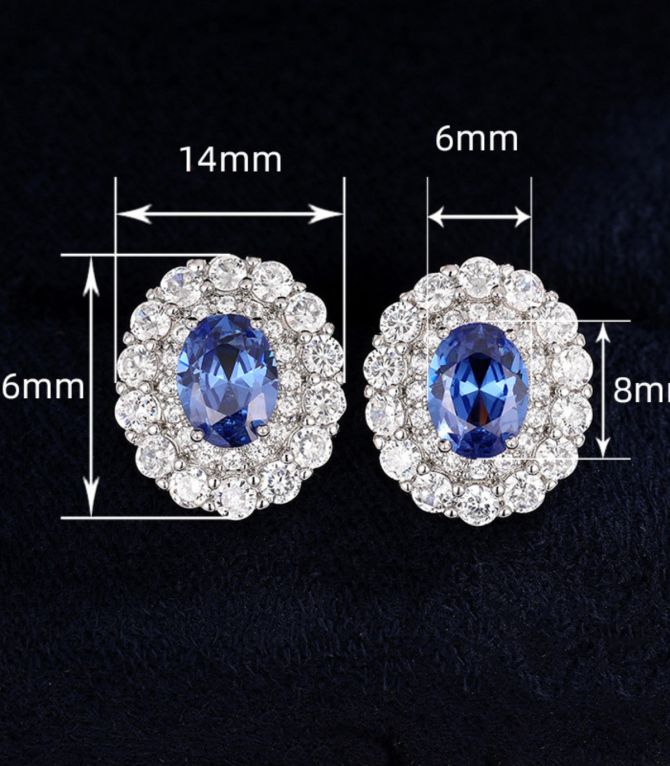 Aretes blue diamond oval