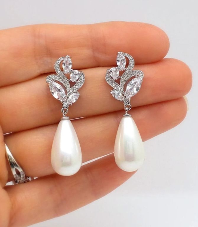 Aretes diamond drop pearl