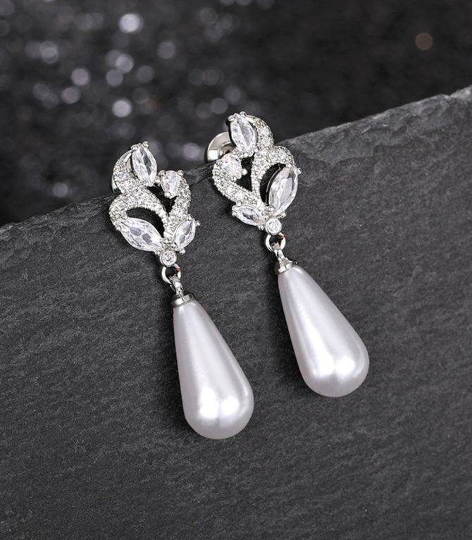 Aretes diamond drop pearl