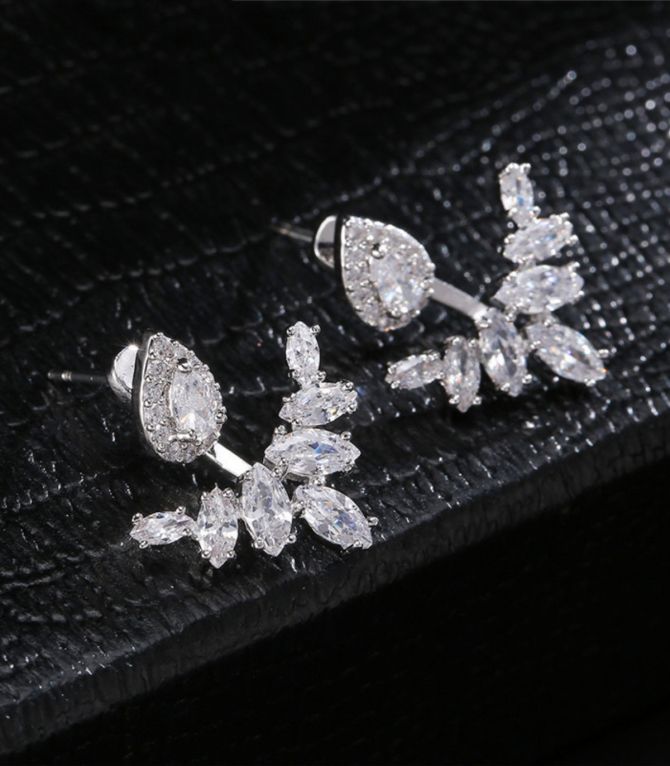 Aretes silver diamond geometric