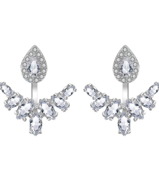 Aretes silver diamond geometric