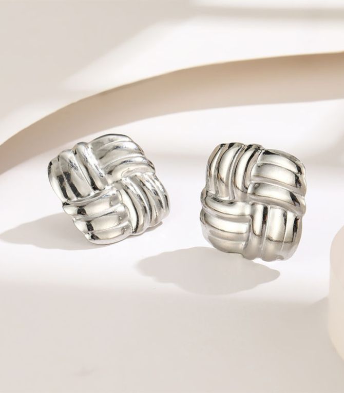 Aretes silver square twist