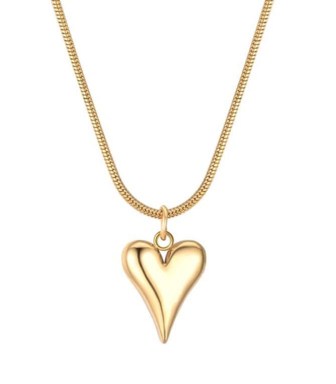 Collar gold polished heart