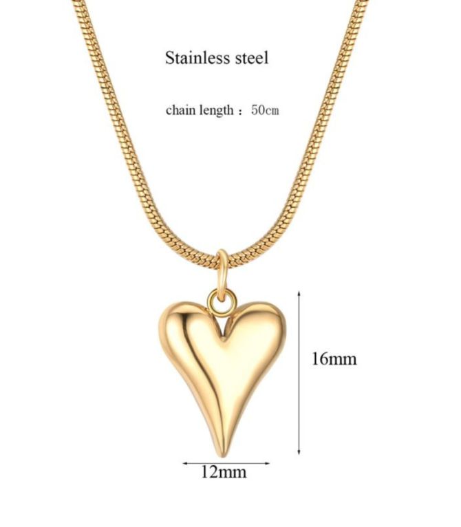 Collar gold polished heart