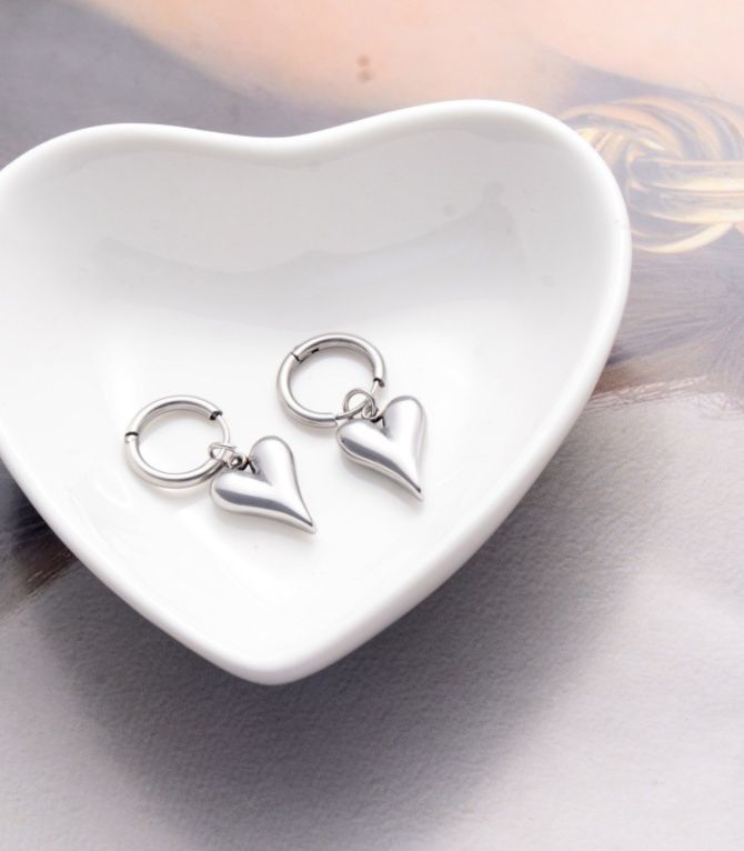 Aretes corazon plata