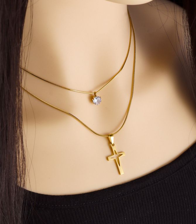 Collar diamond cross double