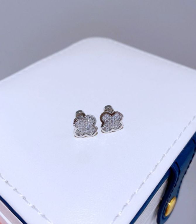 Aretes clover diamonds plata