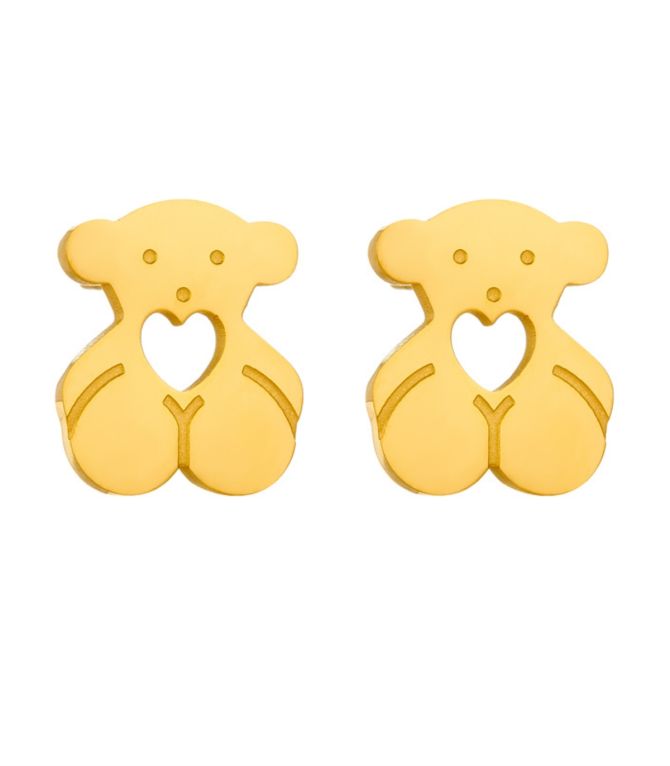 Aretes gold heart bear