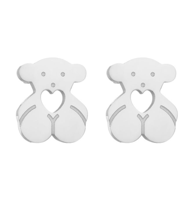 Aretes silver heart bear