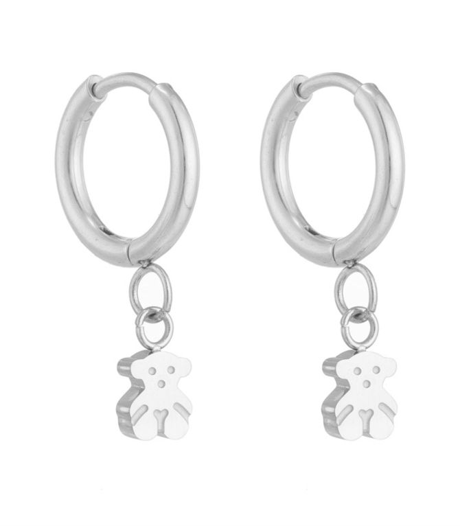 Aretes silver bear hoop