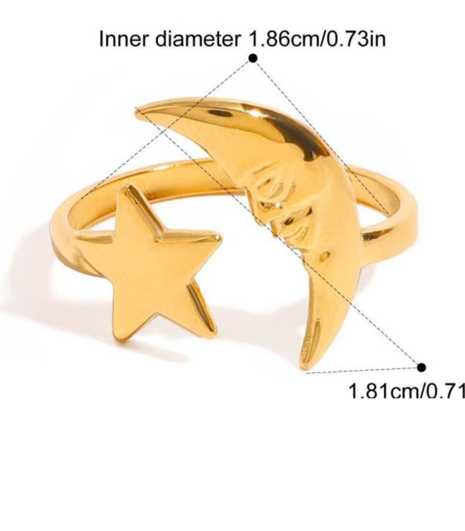 Anillo steel star moon