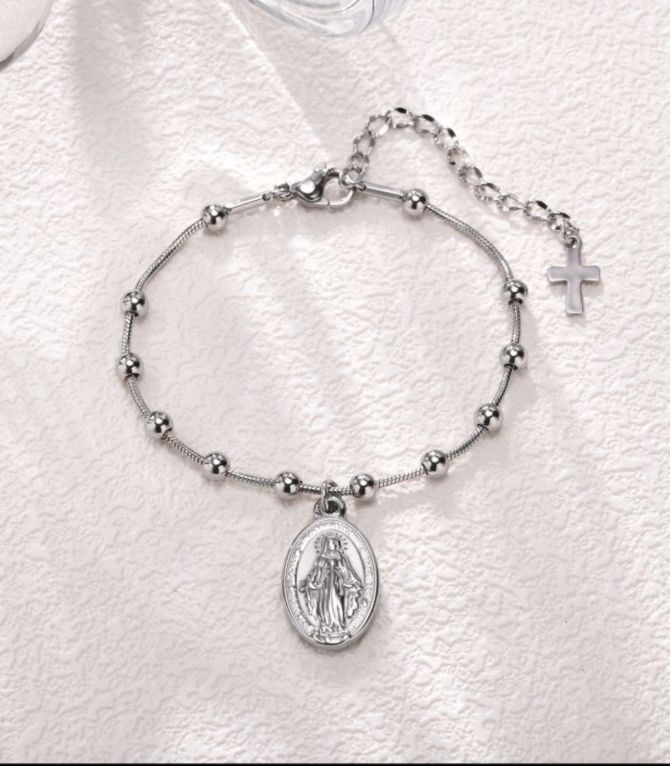 Brazalete silver virgen oval cross