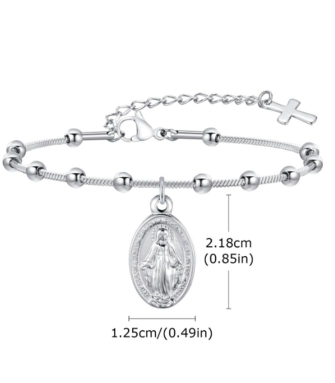 Brazalete silver virgen oval cross