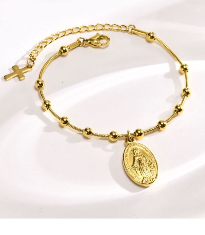 Brazalete gold virgen oval cross