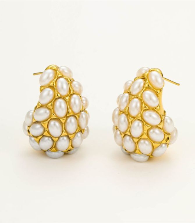 Aretes steel pearl teardrop