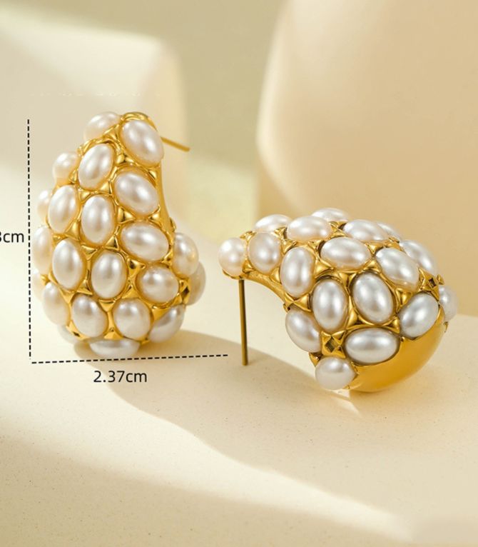 Aretes steel pearl teardrop