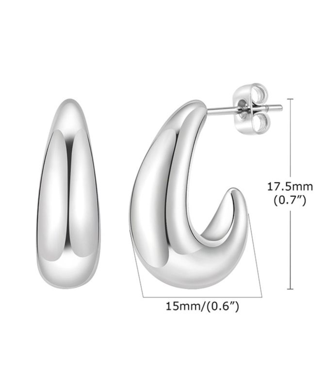 Aretes silver c shaped