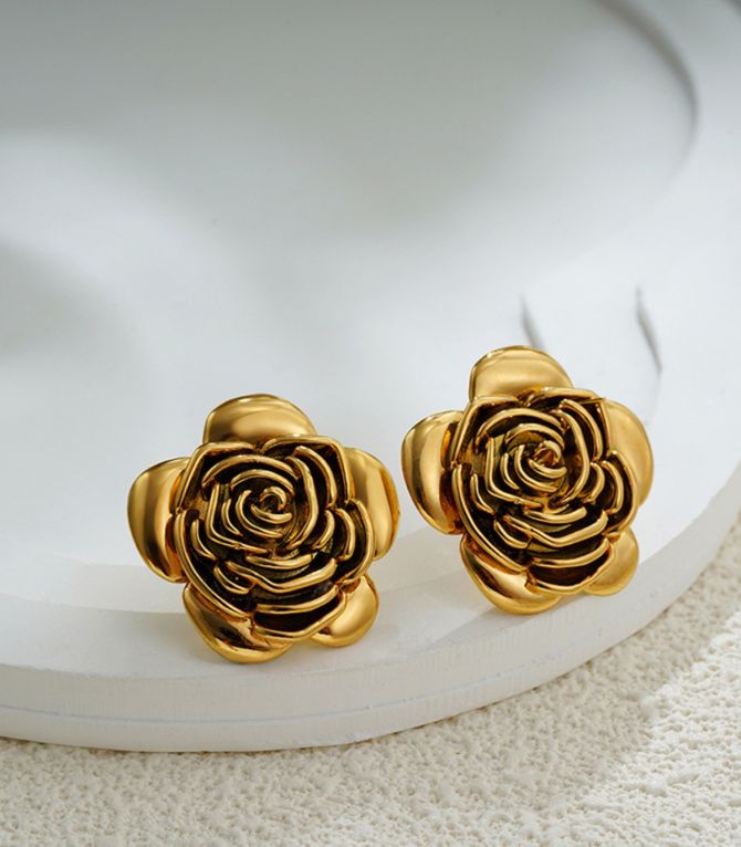 Aretes gold steel flower