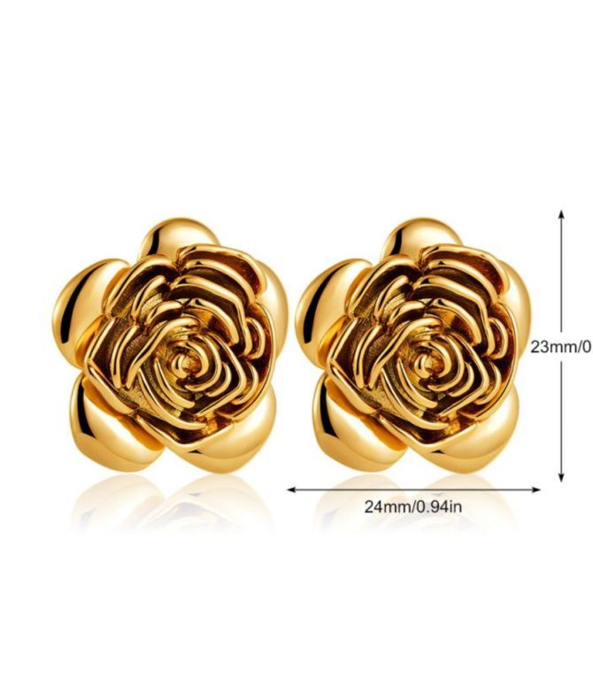 Aretes gold steel flower