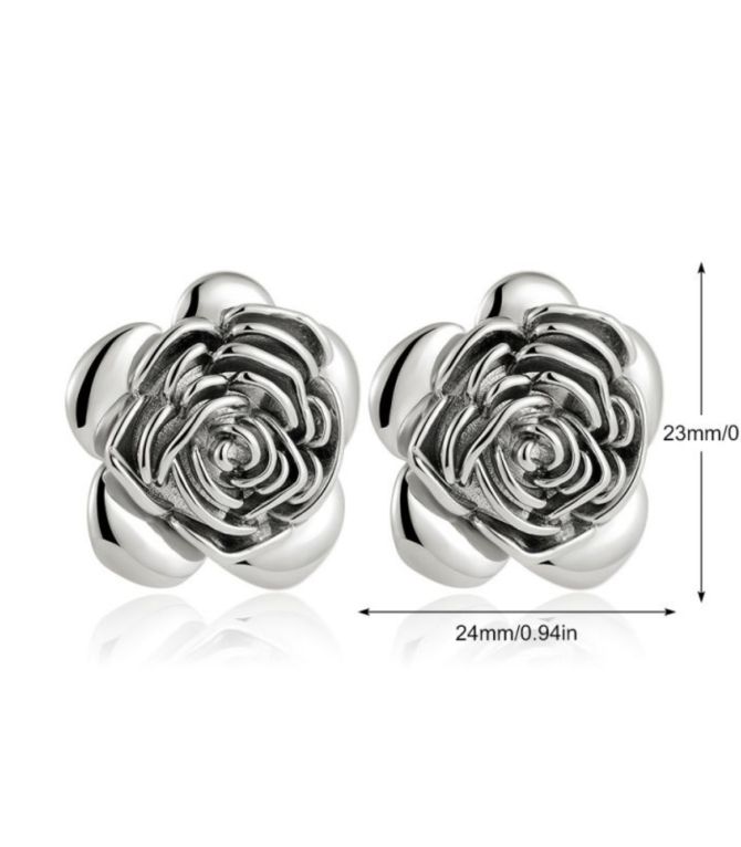 Aretes silver steel flower