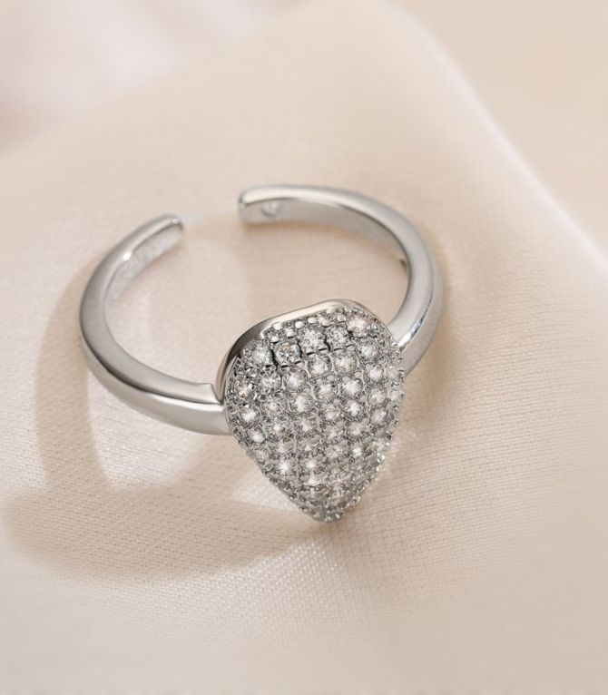 Anillo silver diamond teardrop