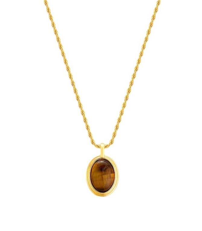 Collar oval tiger eye