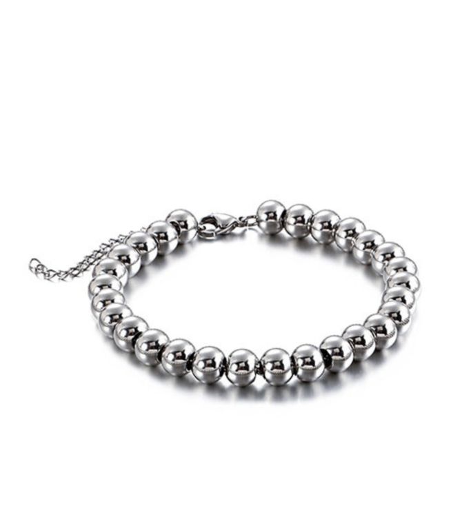 Brazalete 8mm silver beaded