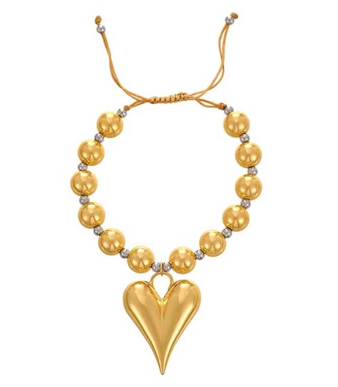 Brazalete bicolor corazon dorado