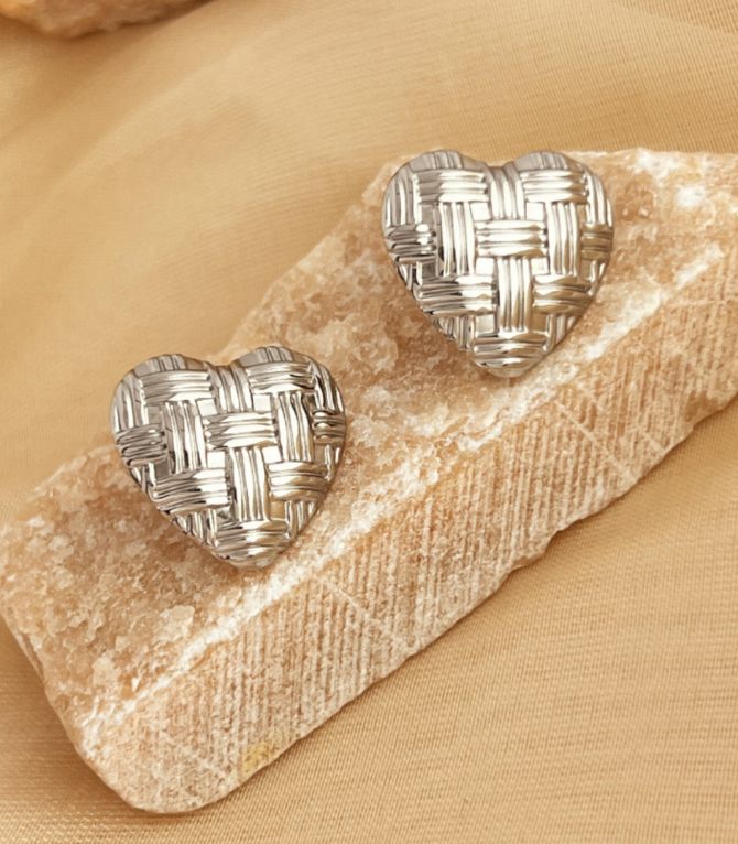 Aretes silver steel heart