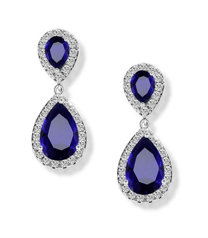 Aretes blue diamond teardrop