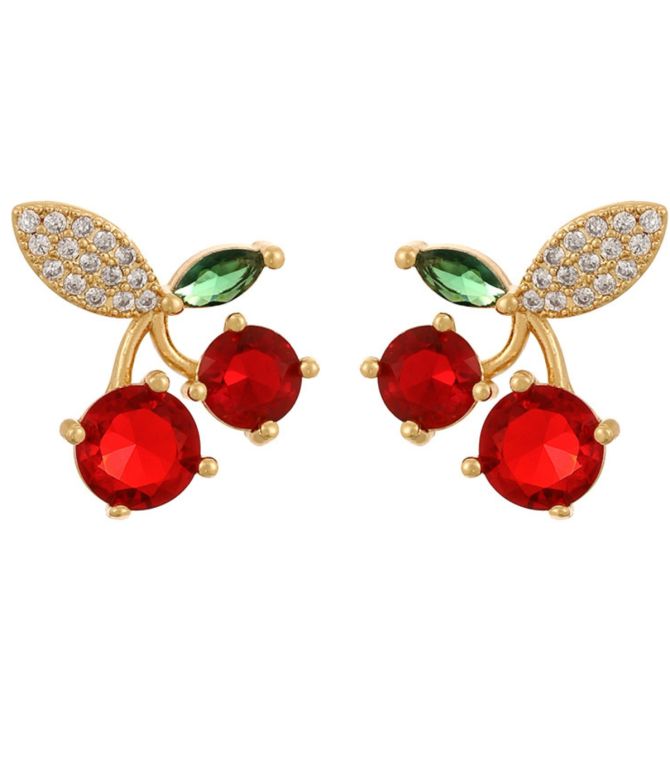 Aretes gold zirconium cherry