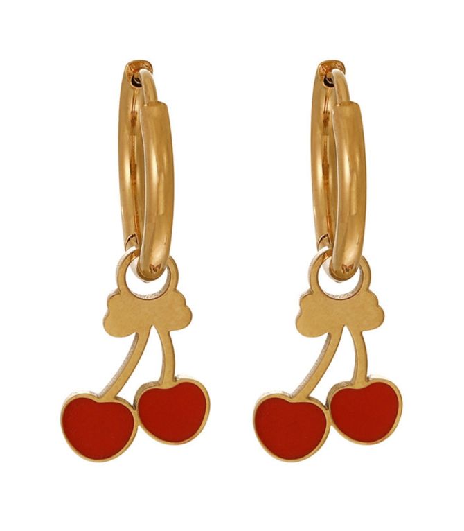 Aretes gold drop cherry