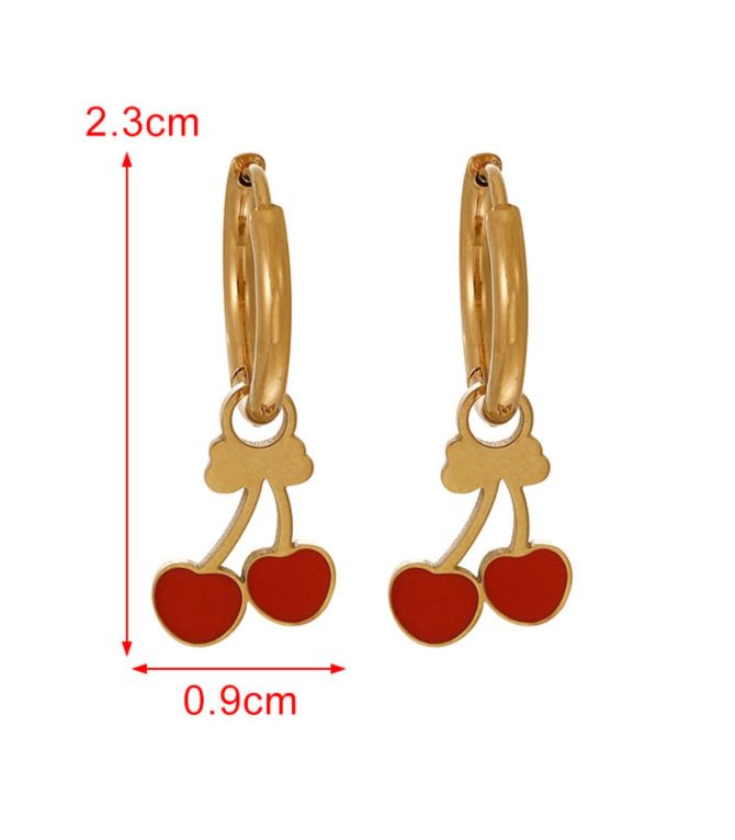 Aretes gold drop cherry