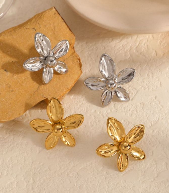 Aretes silver flower