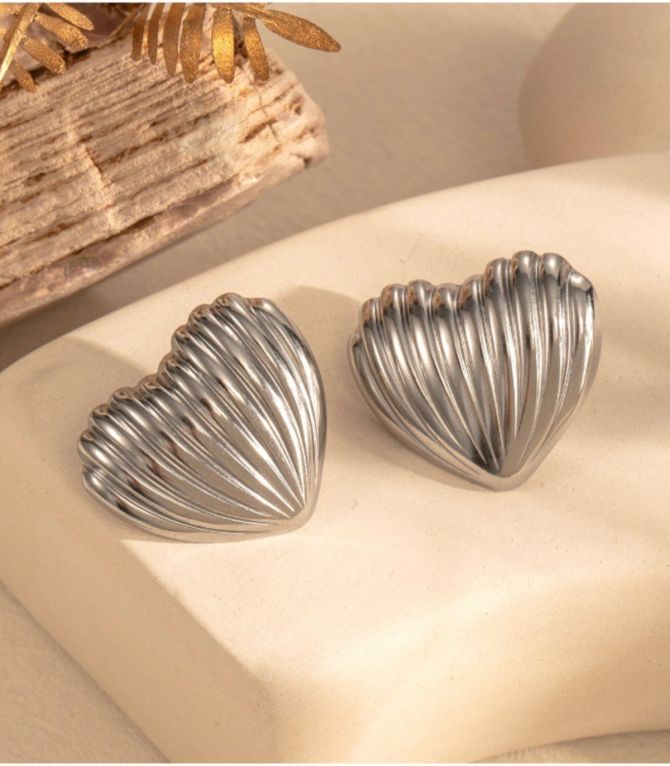 Aretes silver textured heart