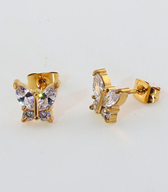 Aretes gold diamond butterfly