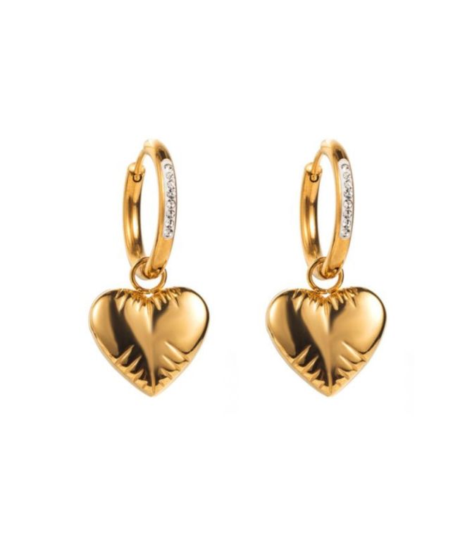 Aretes diamond heart hoop